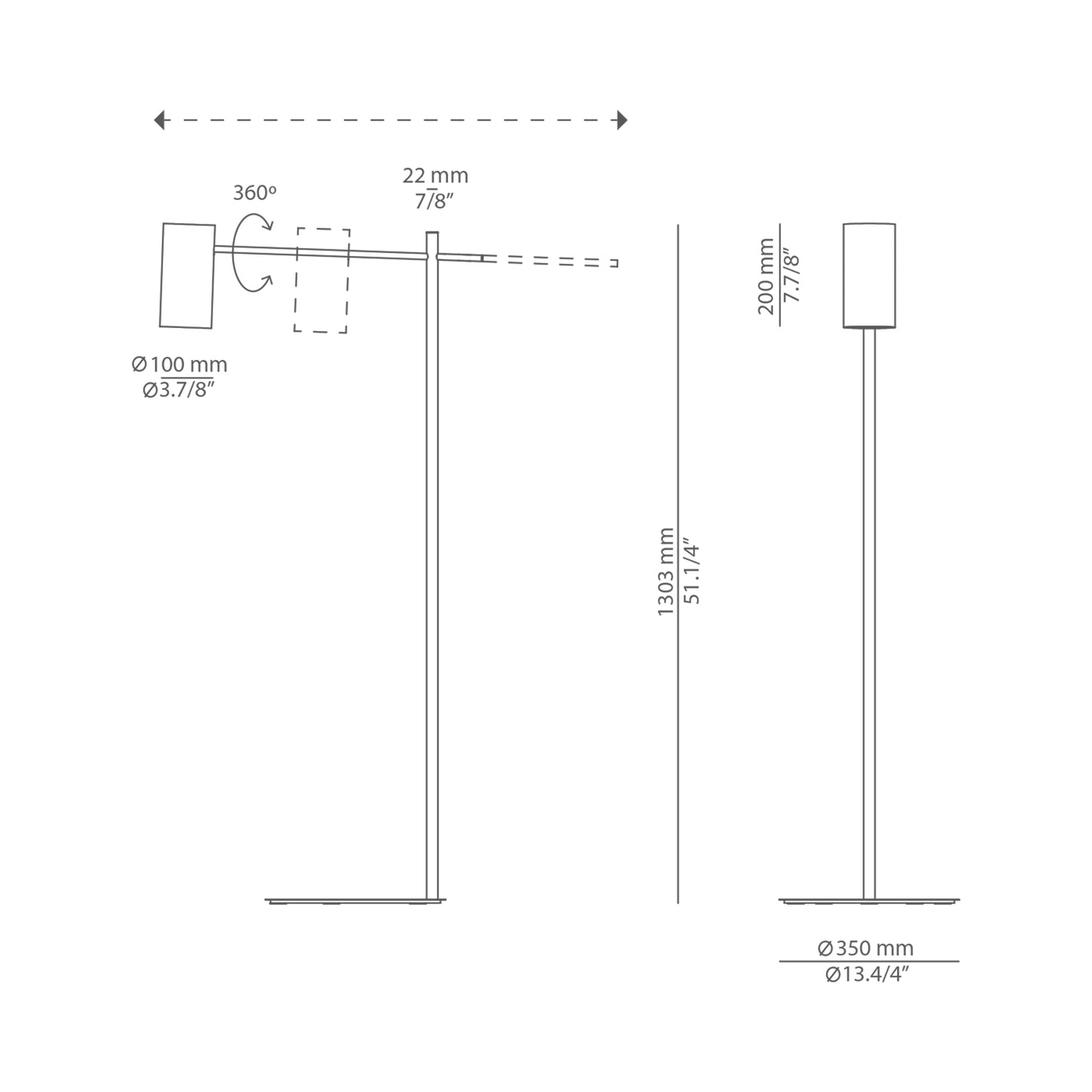 Cyls Floor Lamp - line drawing.