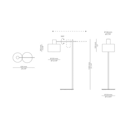 Cyls Floor Lamp - line drawing.