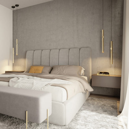 Flow LED Pendant Light in bedroom.