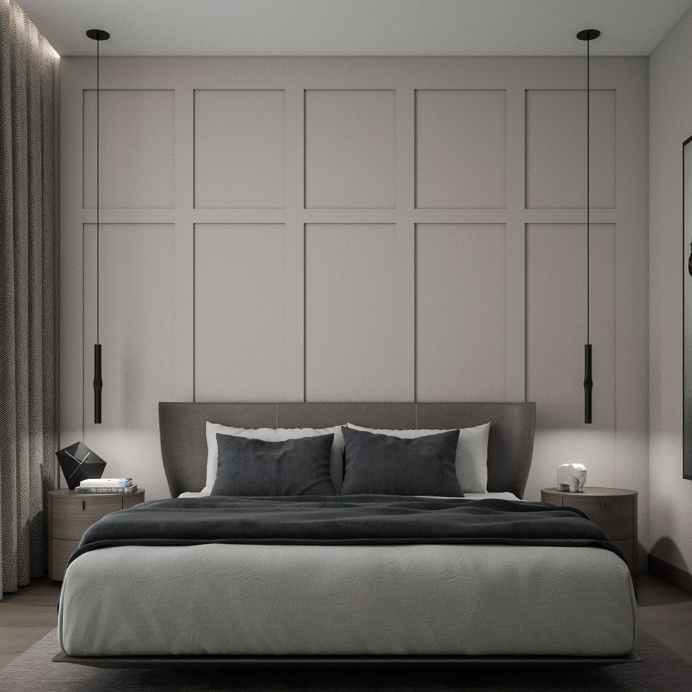 Flow LED Pendant Light in bedroom.