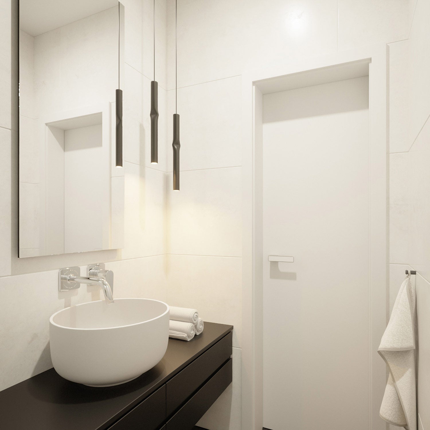 Flow LED Pendant Light in bathroom.
