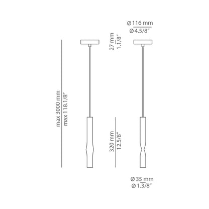 Flow LED Pendant Light - line drawing.