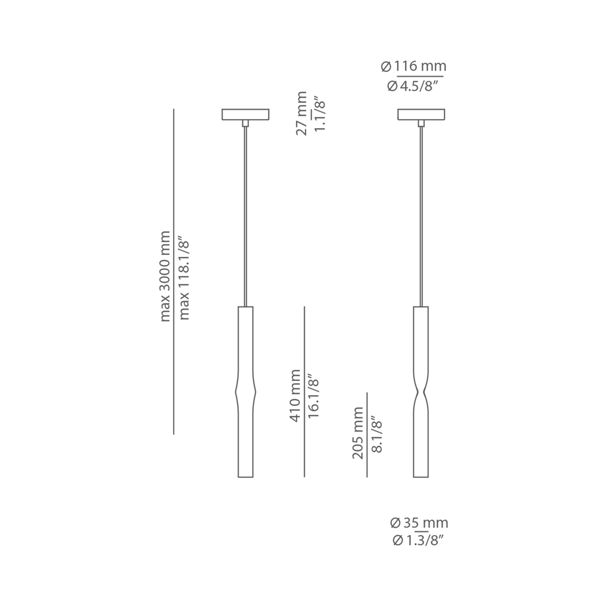 Flow LED Pendant Light - line drawing.