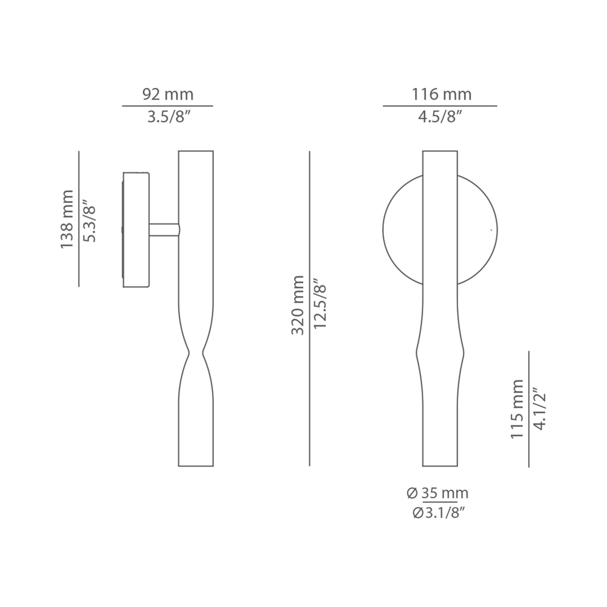 Flow LED Wall Light - line drawing.