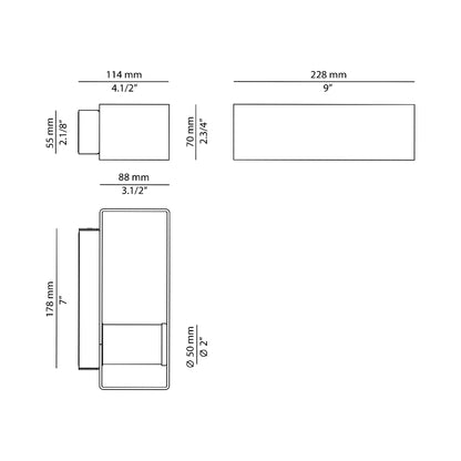Frame LED Wall Light - line drawing.