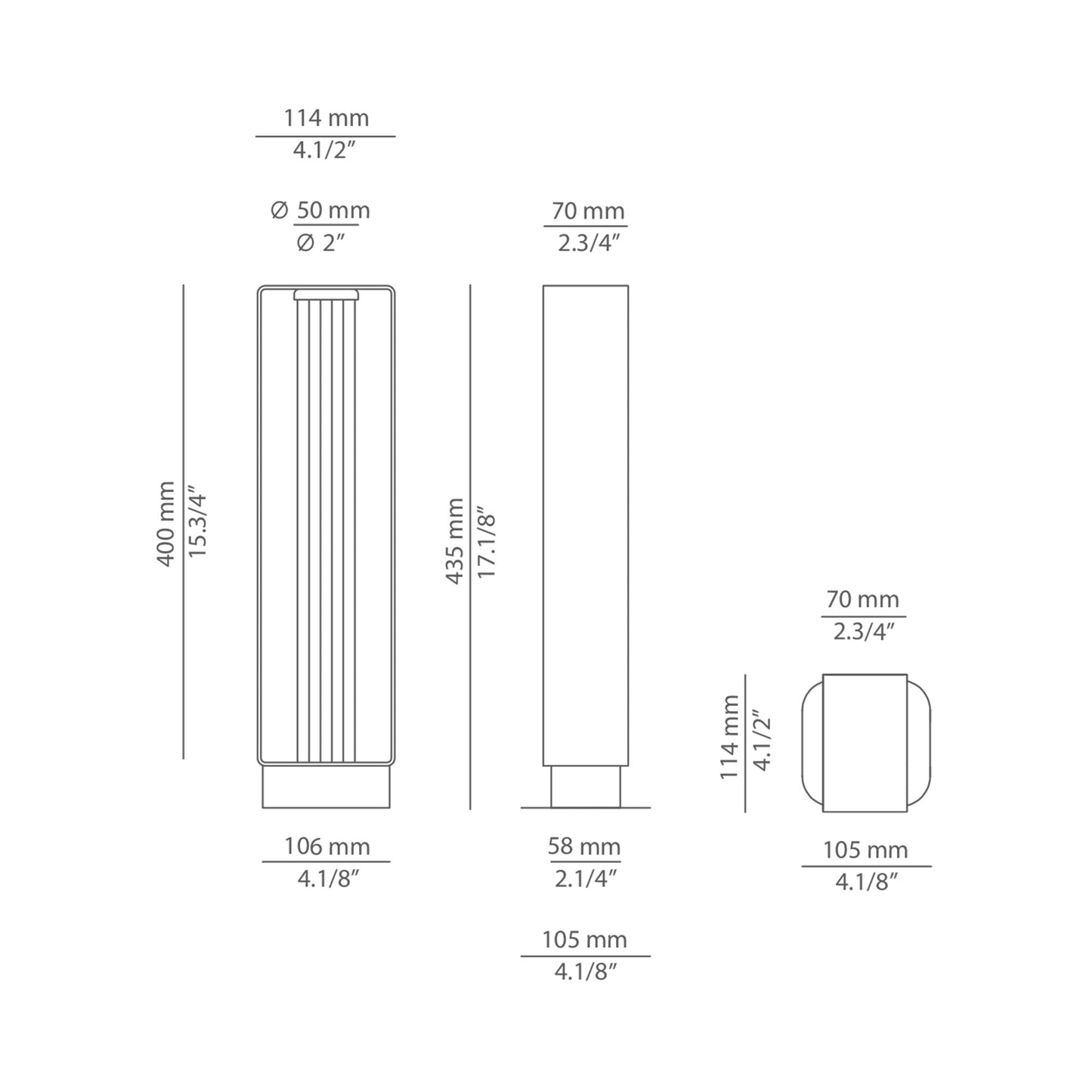 Frame Outdoor LED Path Light - line drawing.