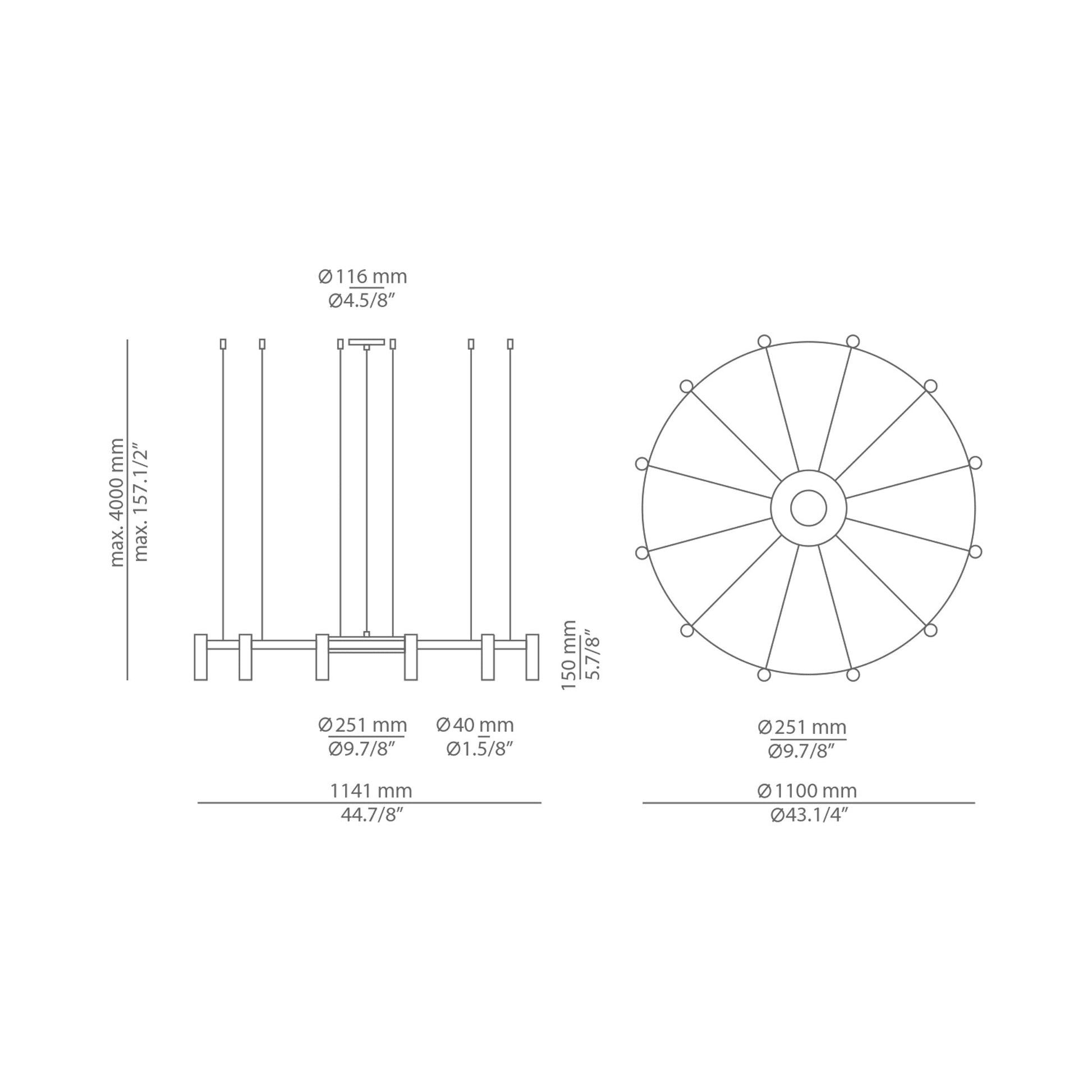 Laverd LED Pendant Light - line drawing.