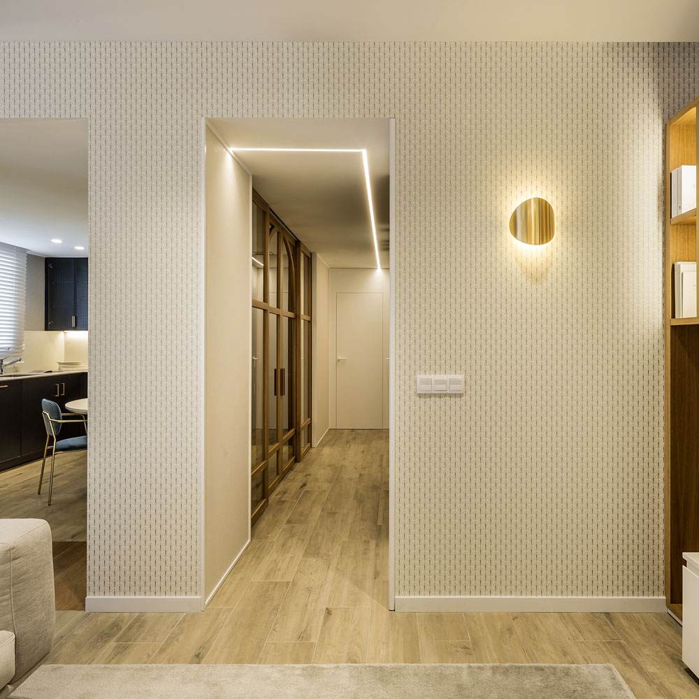 Lune LED Wall Light in living room.