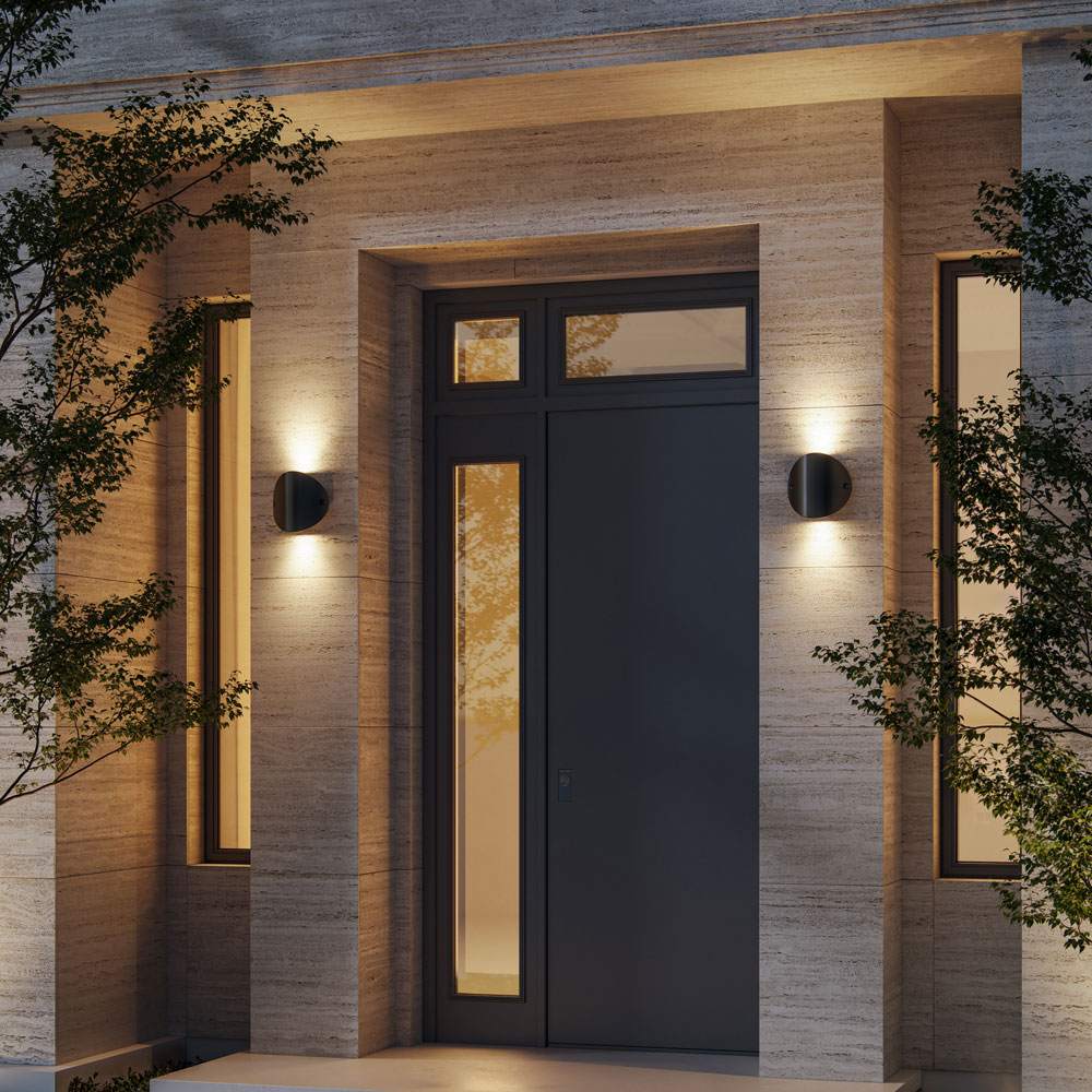 Lune Outdoor LED Wall Light in Outside Area.