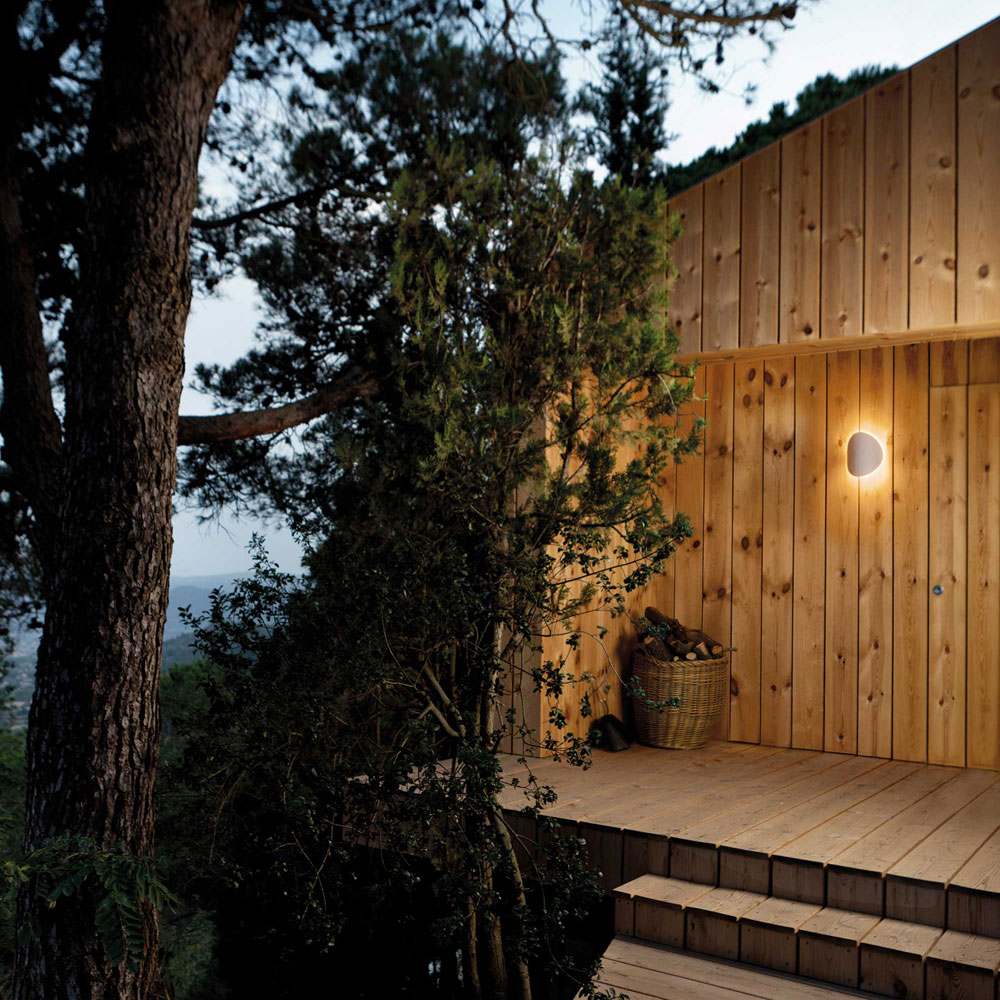 Lune Outdoor LED Wall Light in Outside Area.