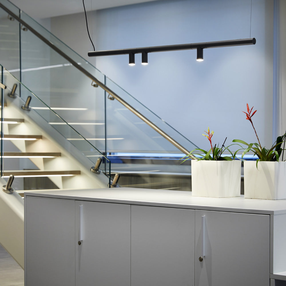 Morse LED Pendant Light in stairway.