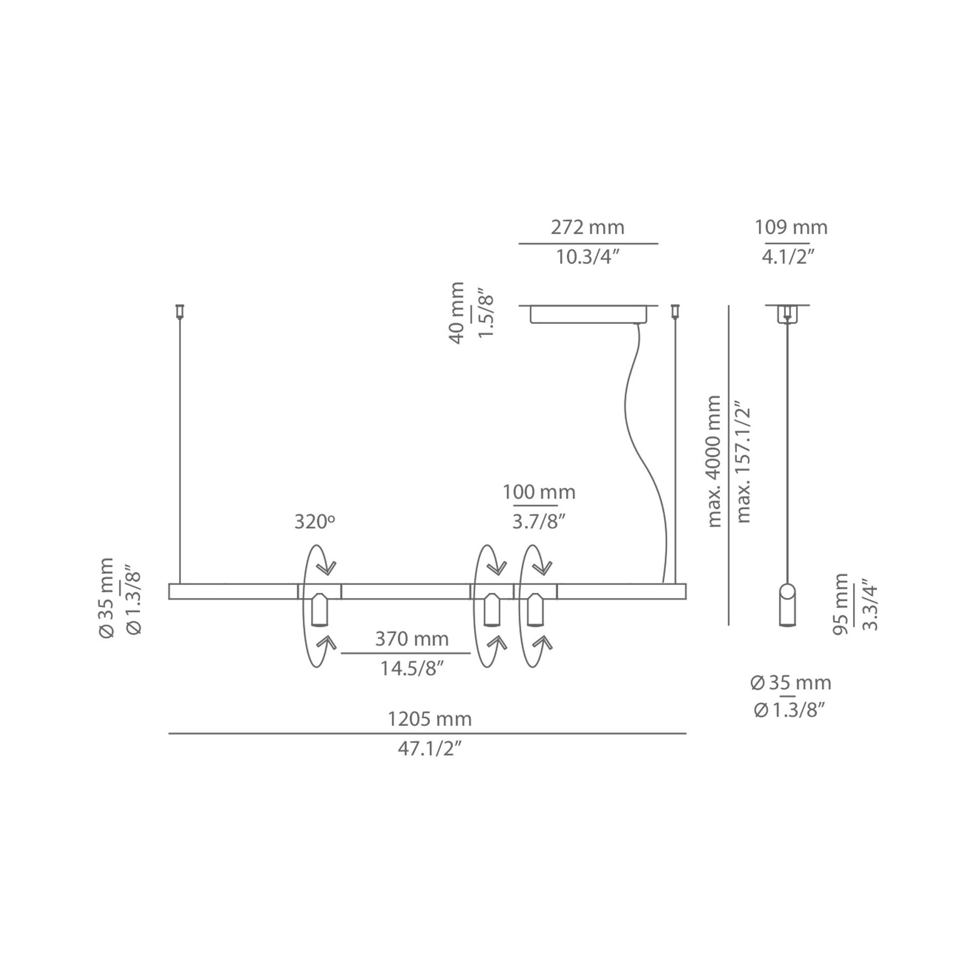 Morse LED Pendant Light - line drawing.