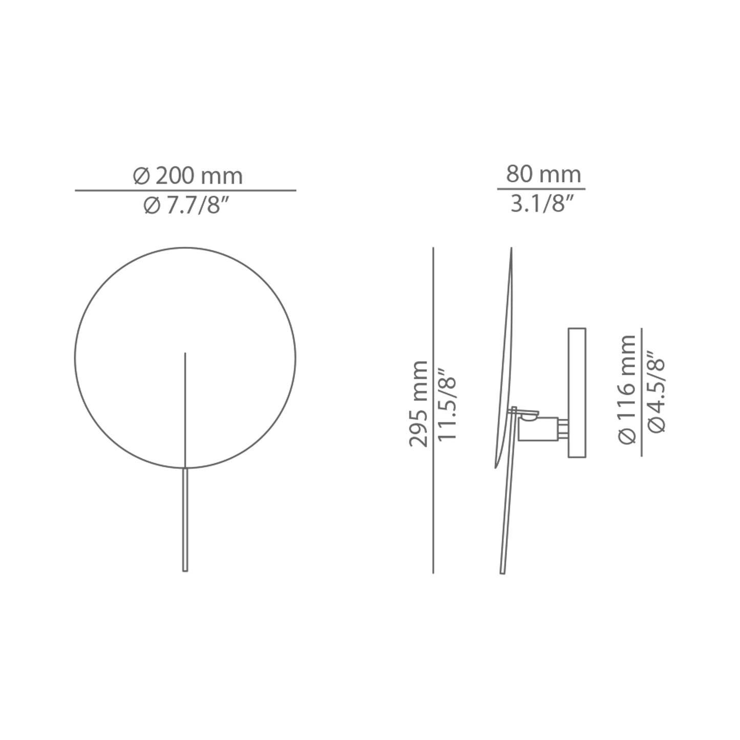 Obs LED Wall Light - line drawing.