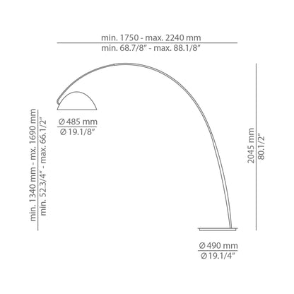 Pluma Floor Lamp - line drawing.