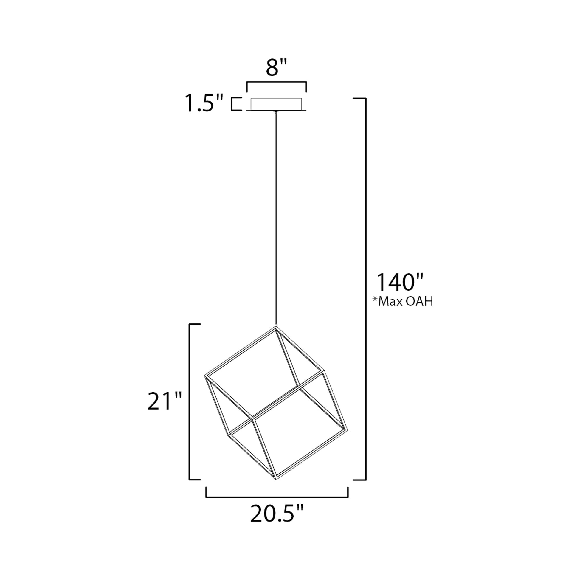 4 Square LED Pendant Light - line drawing.