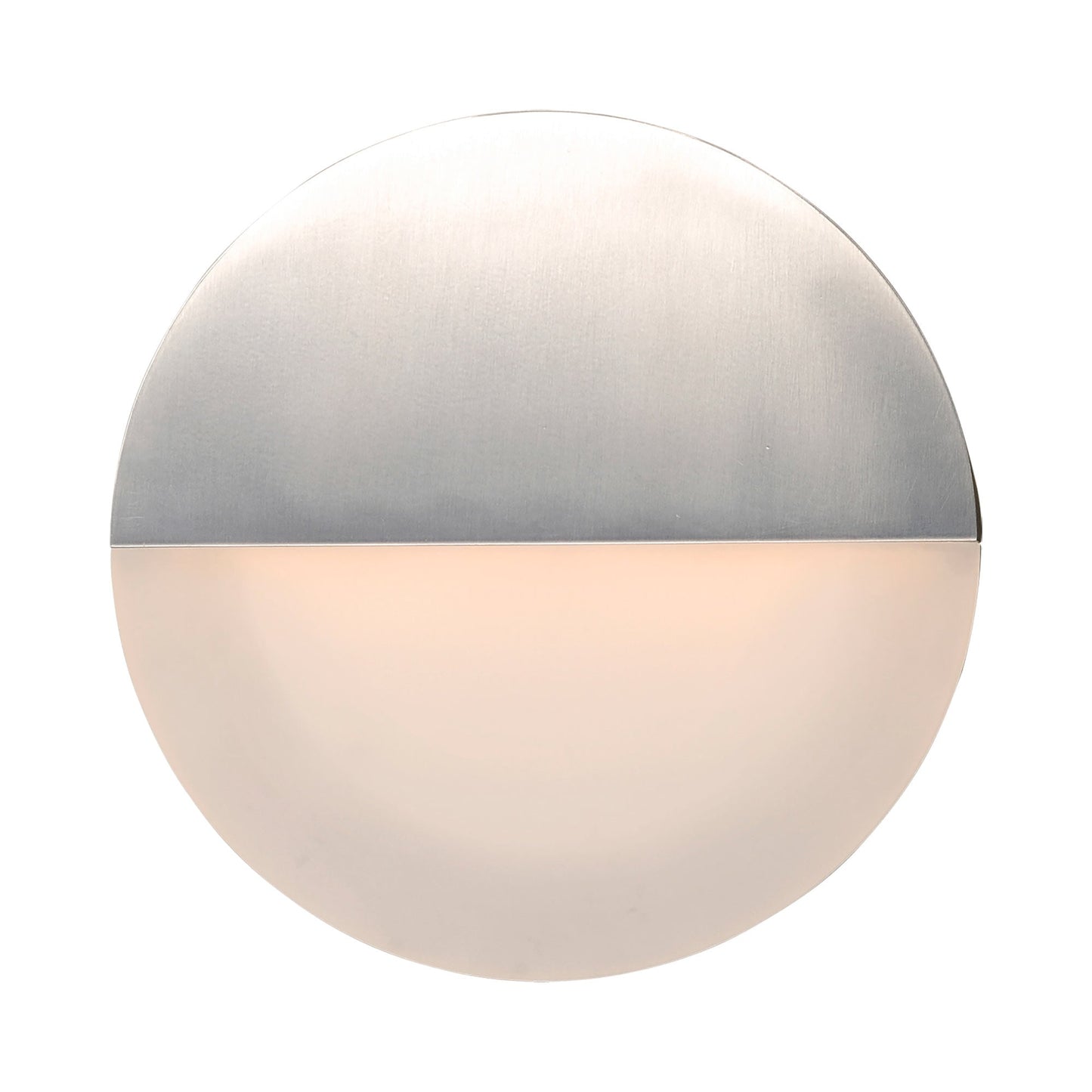 Alumilux Glow Round Outdoor LED Wall Light in Satin Aluminum.