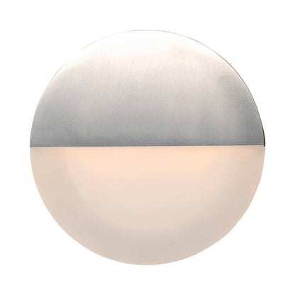 Alumilux Glow Round Outdoor LED Wall Light in Satin Aluminum.