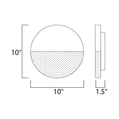 Alumilux Glow Round Outdoor LED Wall Light - line drawing.