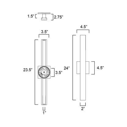 Alumilux Line Outdoor LED Wall Light- line drawing.