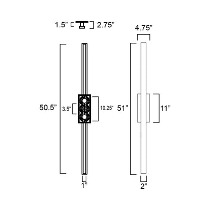Alumilux Line Outdoor LED Wall Light- line drawing.