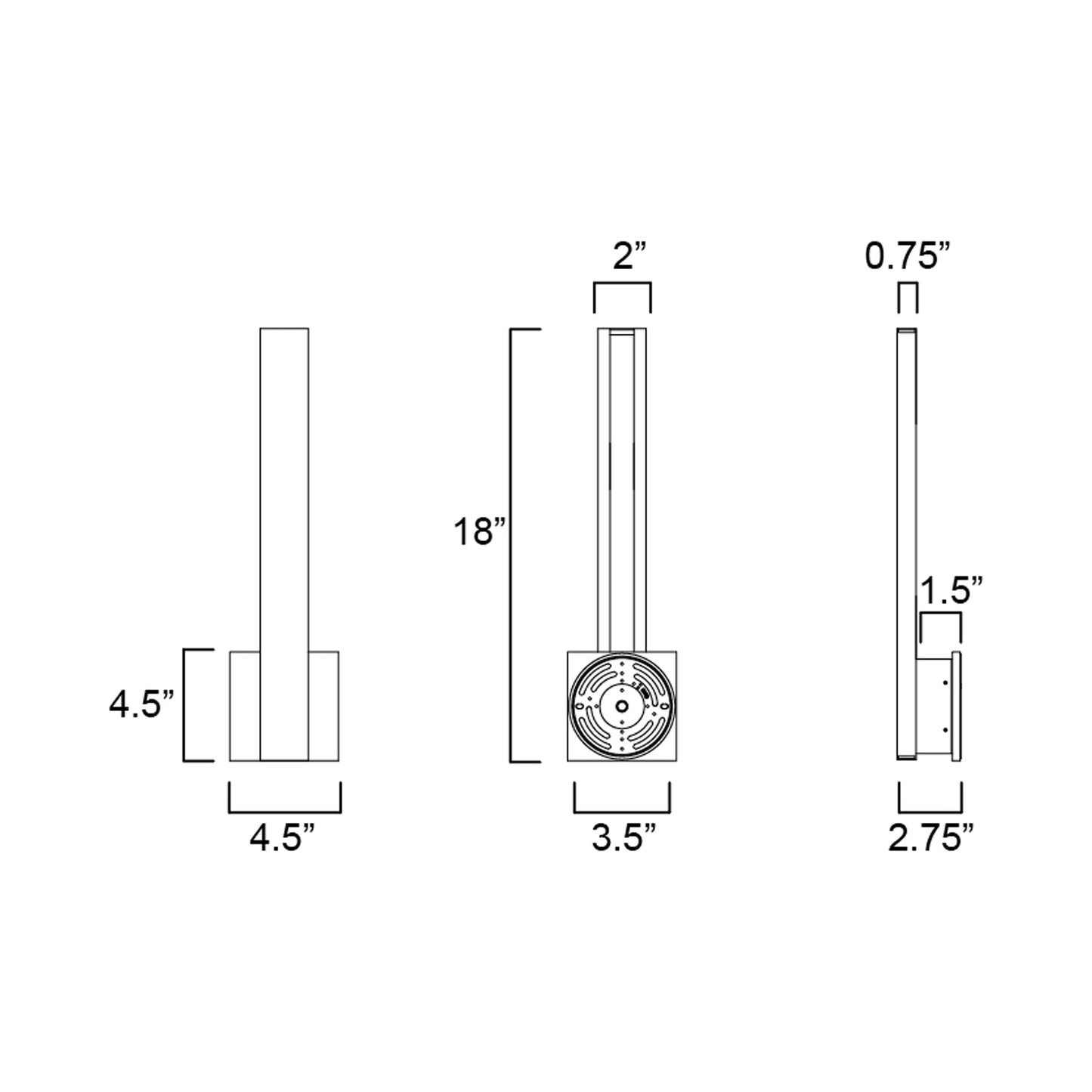 Alumilux Outdoor LED Wall Light - line drawing.
