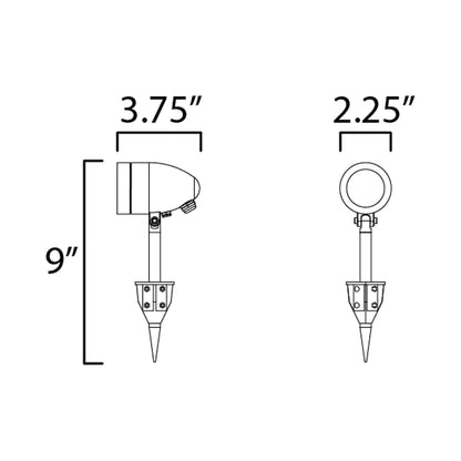 Alumilux Outdoor Low Voltage Spot Light - line drawing.
