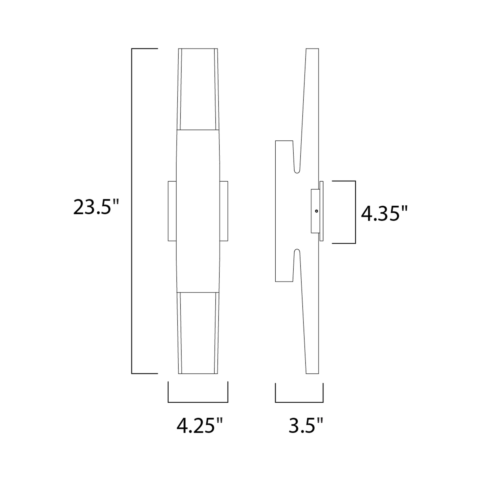 Alumilux Runway Outdoor LED Wall Light - line drawing.