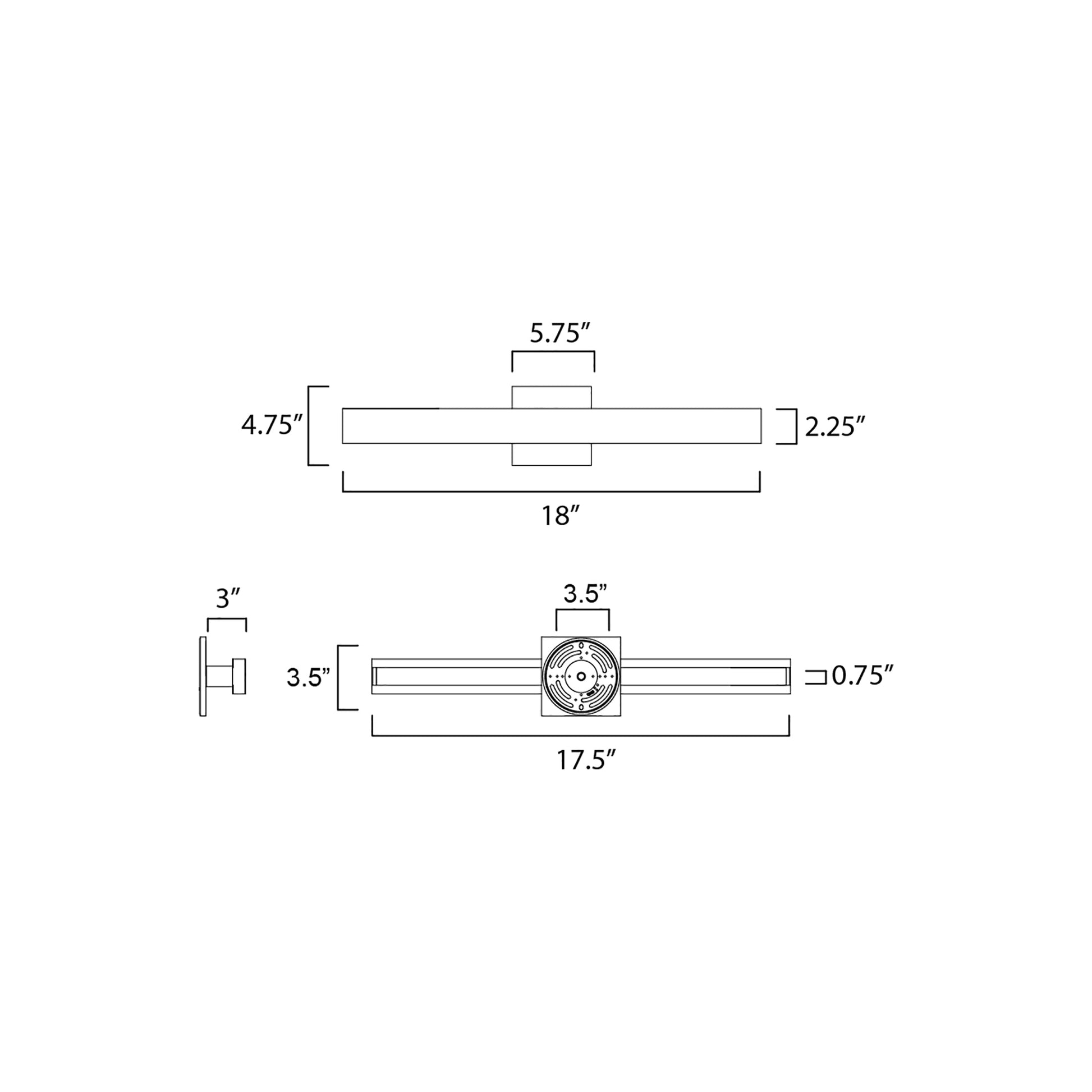 Alumilux Sideline LED Bath Vanity Light - line drawing.