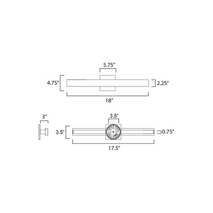 Alumilux Sideline LED Bath Vanity Light - line drawing.