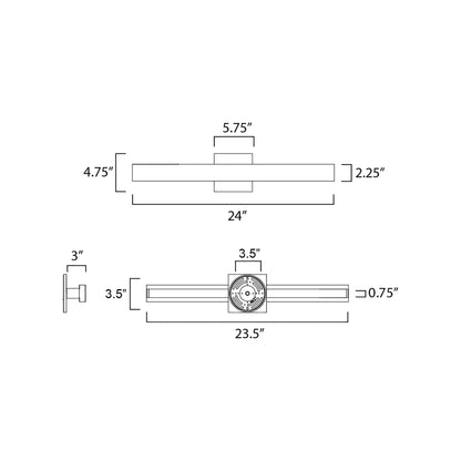 Alumilux Sideline LED Bath Vanity Light - line drawing.