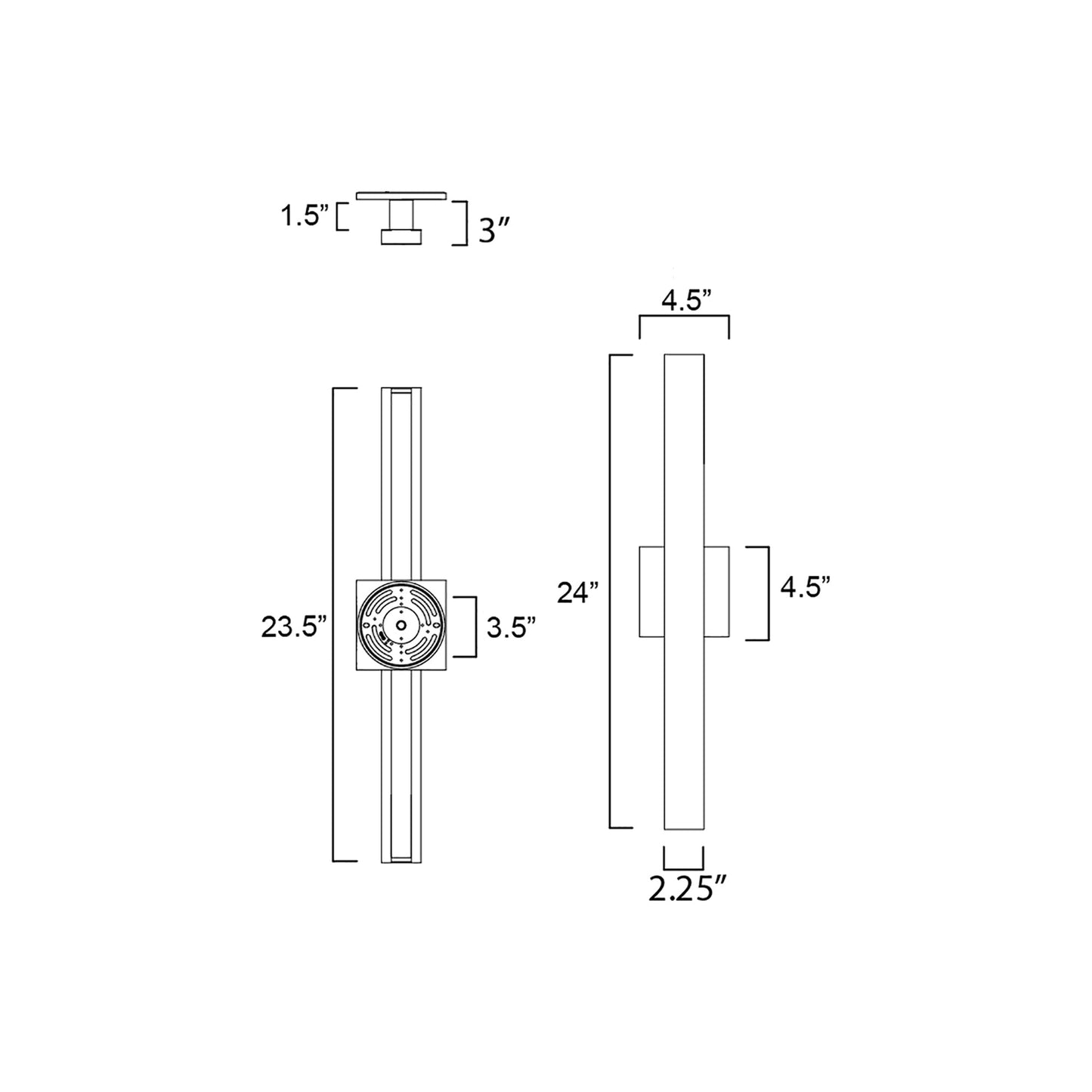 Alumilux Sideline Outdoor LED Wall Light - line drawing.