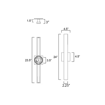 Alumilux Sideline Outdoor LED Wall Light - line drawing.