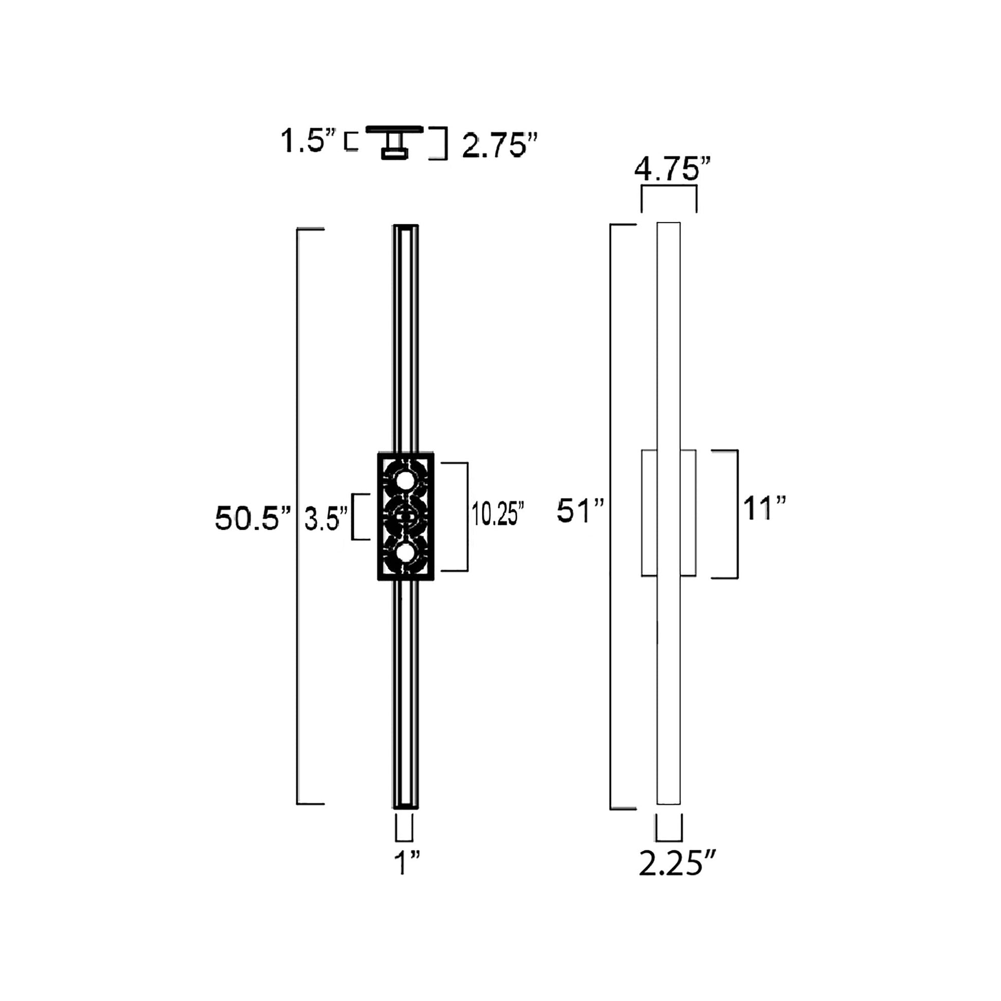 Alumilux Sideline Outdoor LED Wall Light - line drawing.
