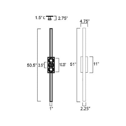 Alumilux Sideline Outdoor LED Wall Light - line drawing.