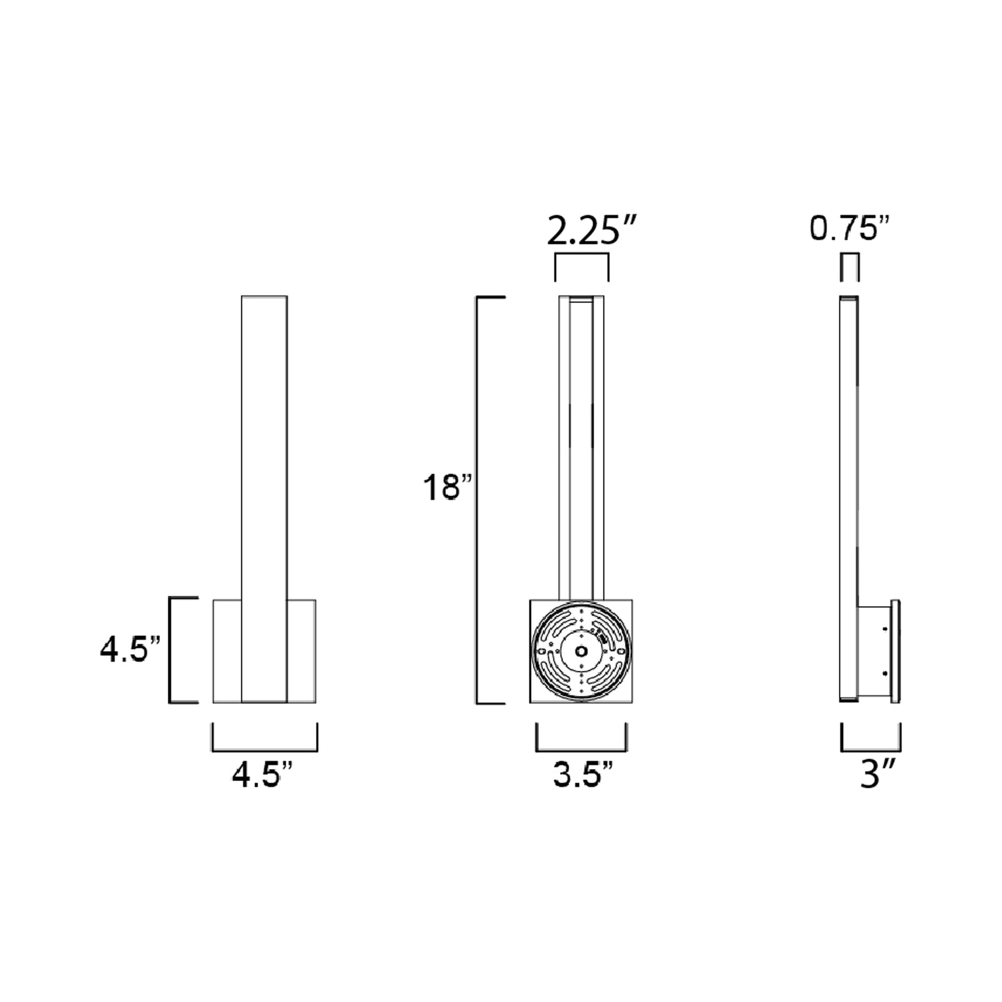 Alumilux Sideline Vertical Outdoor LED Wall Light - line drawing.