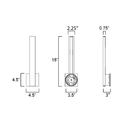 Alumilux Sideline Vertical Outdoor LED Wall Light - line drawing.