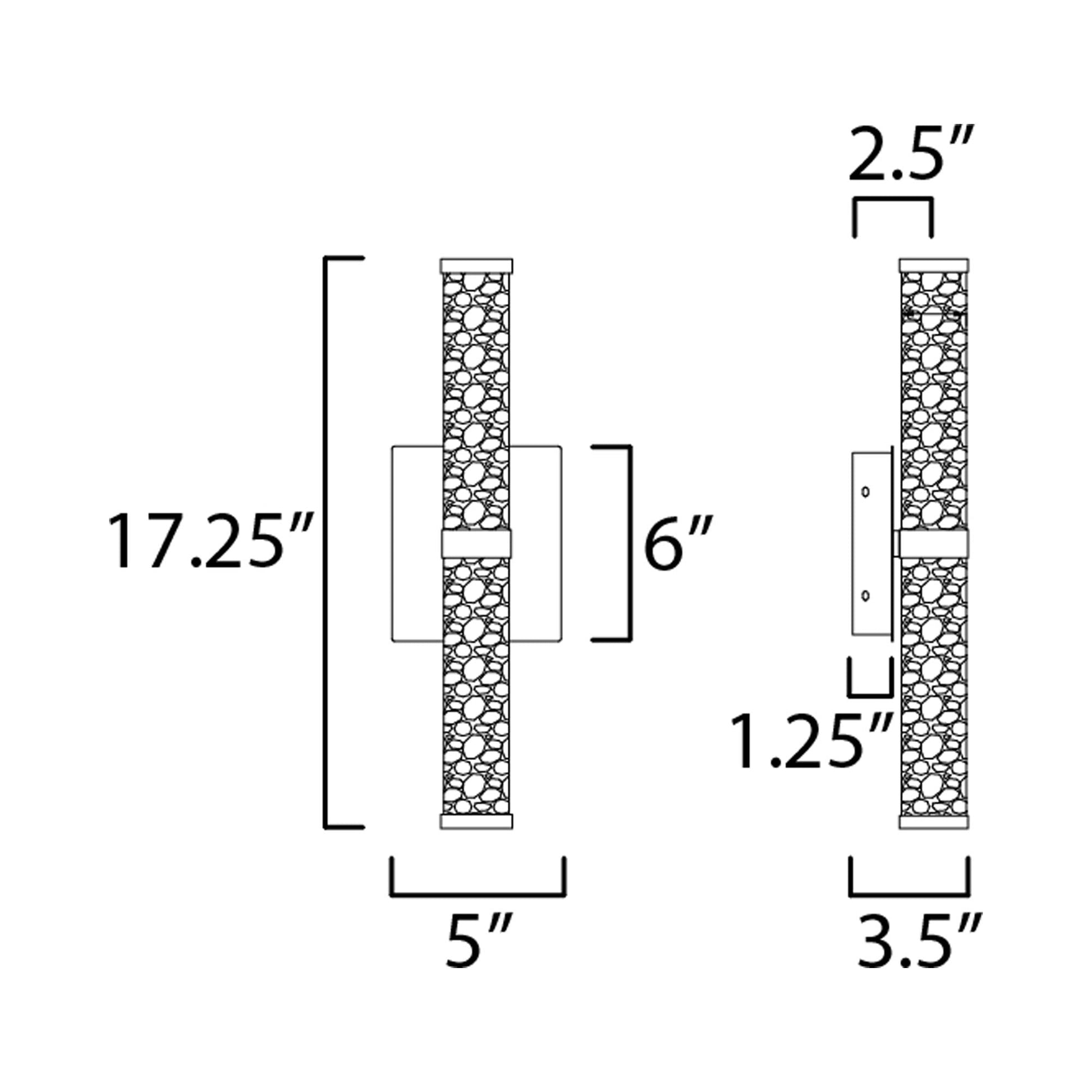 Aragon LED Bath Vanity Light - line drawing.