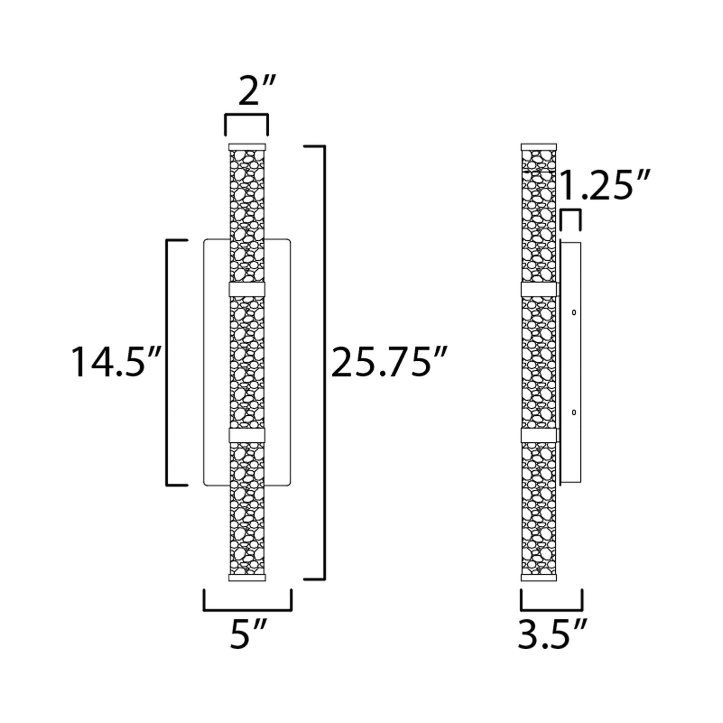 Aragon LED Bath Vanity Light - line drawing.