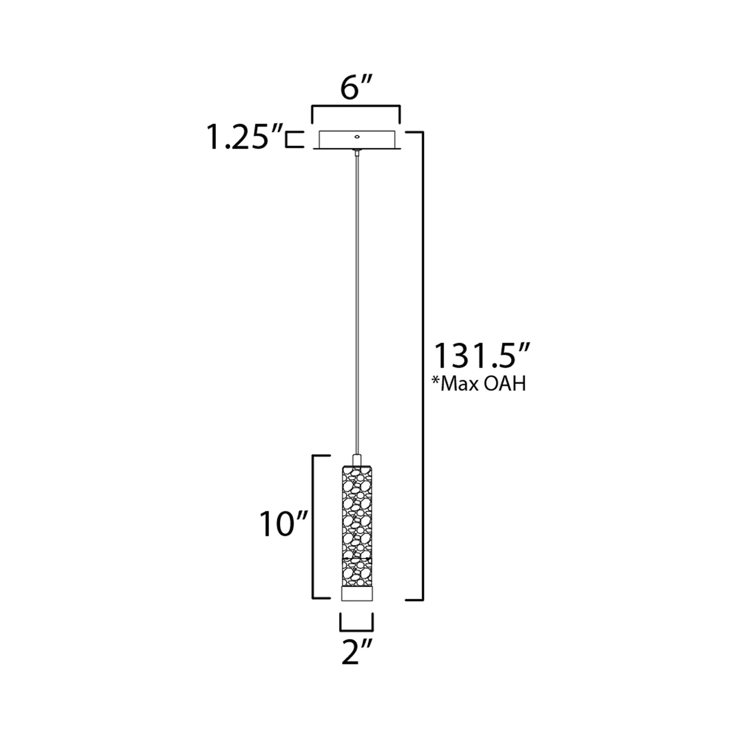 Aragon LED Pendant Light - line drawing.