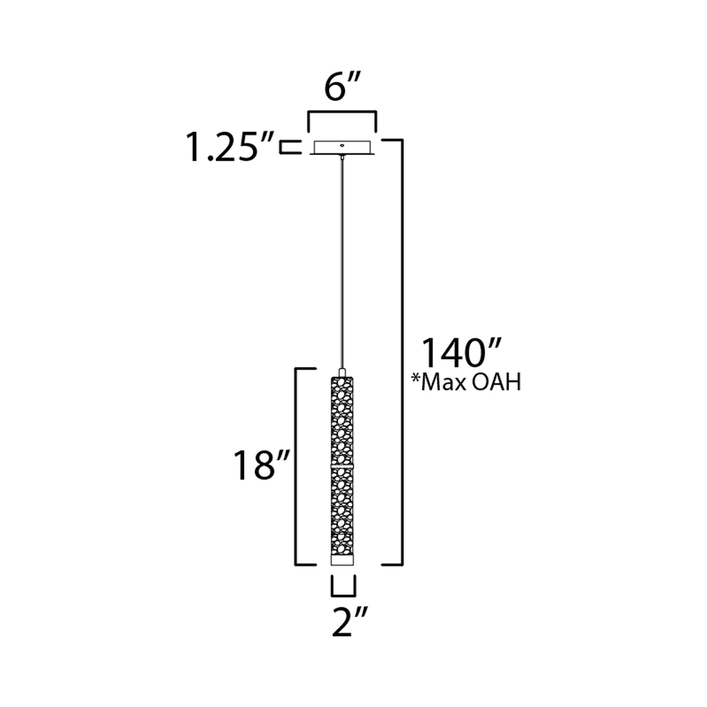 Aragon LED Pendant Light - line drawing.