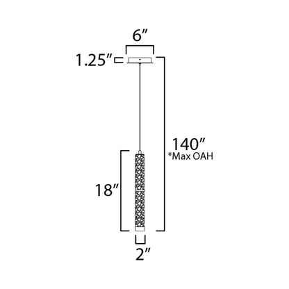 Aragon LED Pendant Light - line drawing.