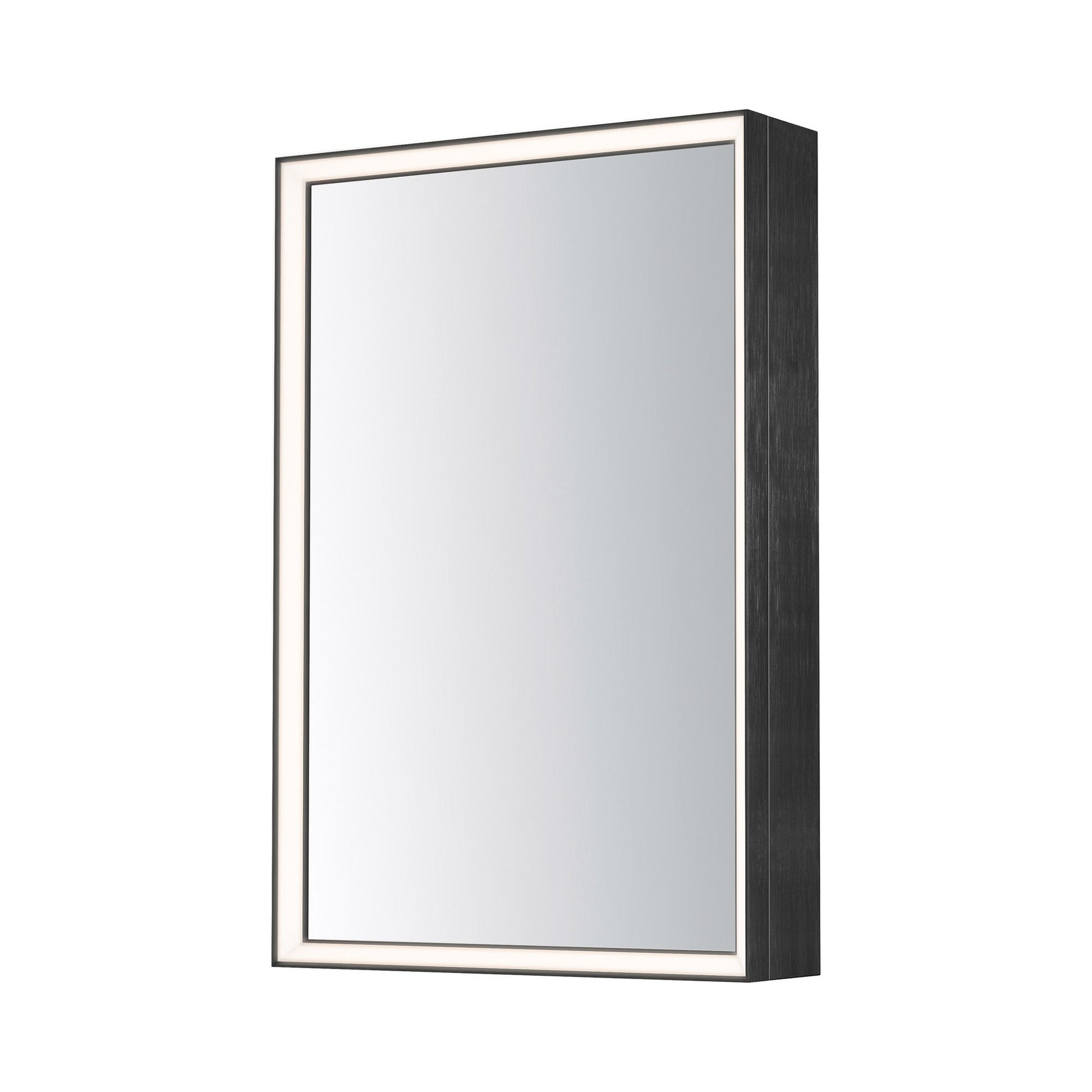 Bevel Cabinet LED Wall Mirror in Brushed Black.