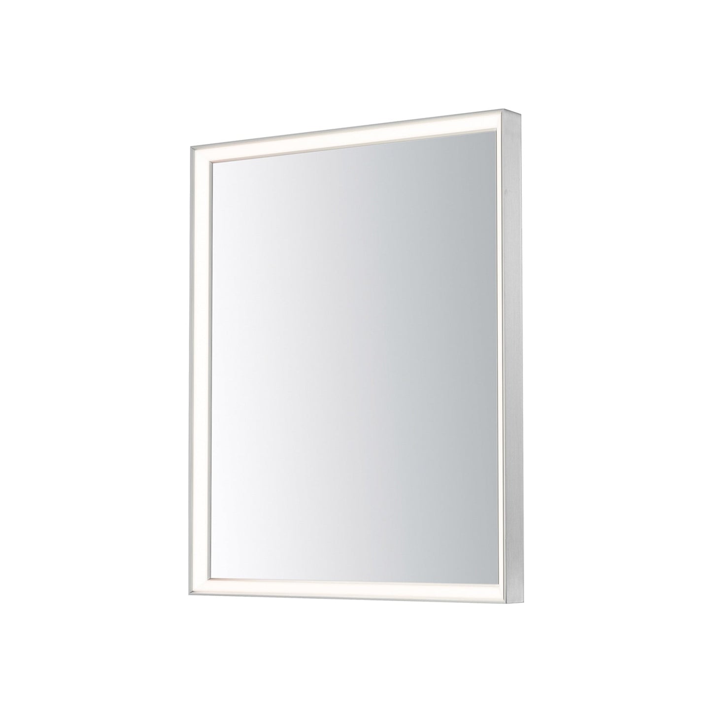 Bevel LED Wall Mirror in Satin Nickel (24-Inch).