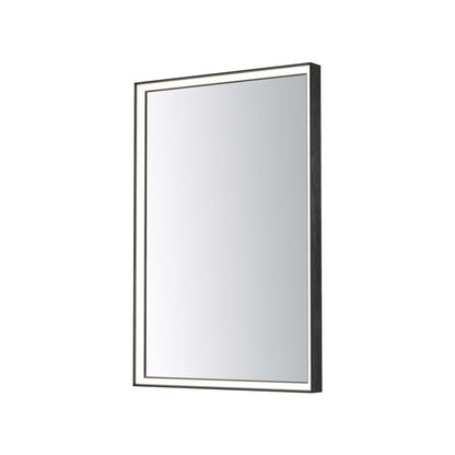 Bevel LED Wall Mirror in Brushed Black (30-Inch).