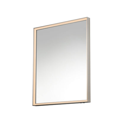 Bevel LED Wall Mirror in Satin Nickel (30-Inch).