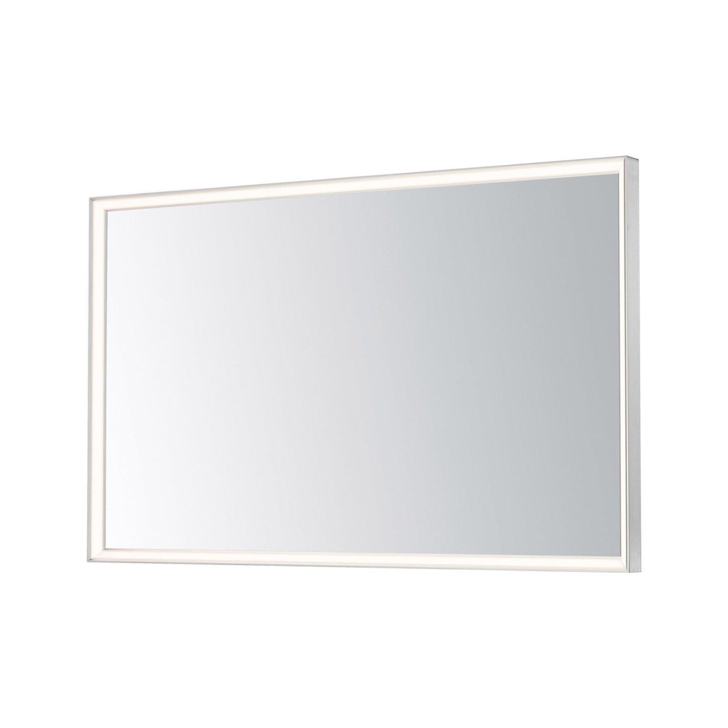 Bevel LED Wall Mirror in Satin Nickel (48-Inch).