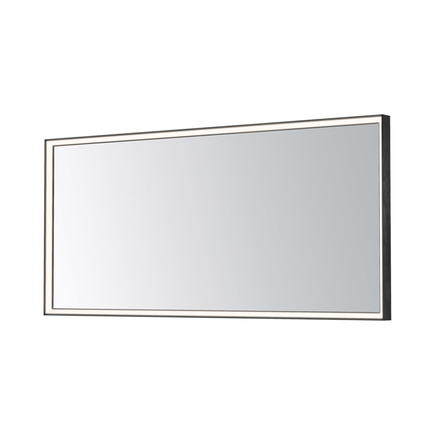 Bevel LED Wall Mirror in Brushed Black (60-Inch).