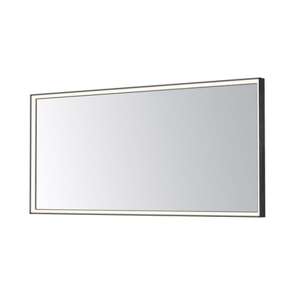 Bevel LED Wall Mirror in Brushed Black (60-Inch).
