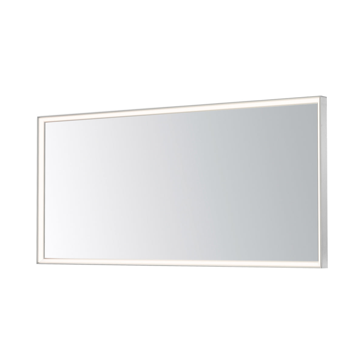Bevel LED Wall Mirror in Satin Nickel (60-Inch).