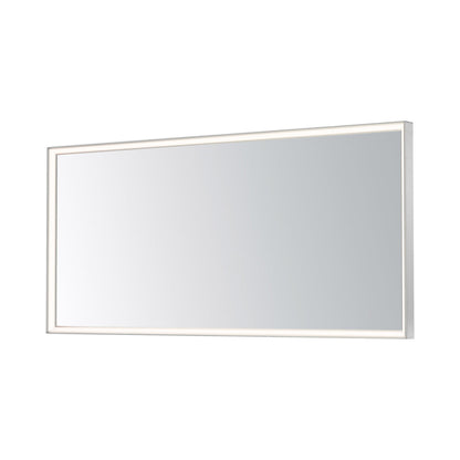 Bevel LED Wall Mirror in Satin Nickel (60-Inch).